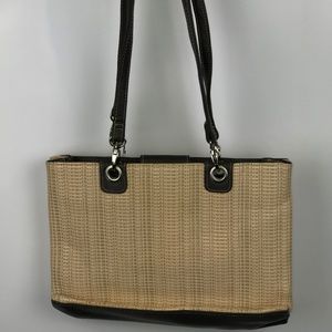 Tan and Brown Weave Design Handbag